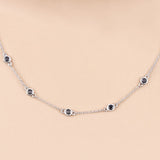 1.98 Carat Genuine Blue Sapphire .925 Sterling Silver Necklace