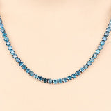 33.24 Carat Genuine Blue Diamond 14K White Gold Necklace