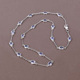 5.94 Carat Genuine Tanzanite .925 Sterling Silver Necklace