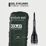 Flormar Gel Eyeliner - High-Pigment, Matte Finish, Coconut Oil Infused - Green, Blue, Brown, Black