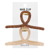 Eklips Frosted Bow Hair Clips Matte Brown & Beige 2 Pack
