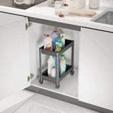 Decobella 2-Tier Wheeled Storage Cart - Kitchen & Bathroom Organizer, Durable Plastic, Easy Assembly