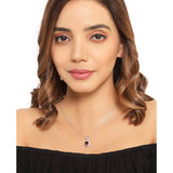 2.32 Carat Genuine Garnet and White Diamond 14K Yellow Gold with .925 Sterling Silver Pendant