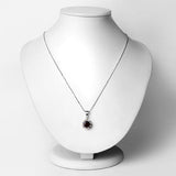 2.32 Carat Genuine Garnet and White Diamond 14K Yellow Gold with .925 Sterling Silver Pendant