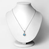 2.32 Carat Genuine Swiss Blue Topaz and White Diamond 14K Yellow Gold with .925 Sterling Silver Pendant