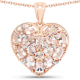 2.95 Carat Genuine Morganite and White Zircon .925 Sterling Silver Pendant