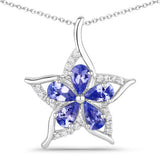 1.17 Carat Genuine Tanzanite and White Zircon .925 Sterling Silver Pendant
