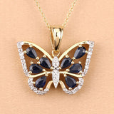 1.67 Carat Genuine Blue Sapphire and White Zircon .925 Sterling Silver Pendant