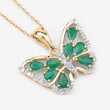 1.91 Carat Genuine Emerald and White Zircon .925 Sterling Silver Pendant