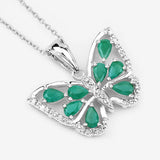 1.91 Carat Genuine Emerald and White Zircon .925 Sterling Silver Pendant