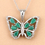 1.91 Carat Genuine Emerald and White Zircon .925 Sterling Silver Pendant