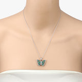 1.91 Carat Genuine Emerald and White Zircon .925 Sterling Silver Pendant