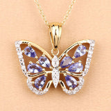 1.75 Carat Genuine Tanzanite and White Zircon .925 Sterling Silver Pendant