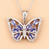 1.75 Carat Genuine Tanzanite and White Zircon .925 Sterling Silver Pendant