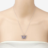 1.75 Carat Genuine Tanzanite and White Zircon .925 Sterling Silver Pendant
