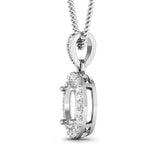 0.18 Carat Genuine White Diamond 14K White Gold Semi Mount Pendant - holds 8x6mm Oval Gemstone