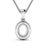 0.18 Carat Genuine White Diamond 14K White Gold Semi Mount Pendant - holds 8x6mm Oval Gemstone