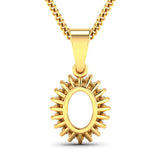 0.13 Carat Genuine White Diamond 14K Yellow Gold Semi Mount Pendant - holds 8x6mm Oval Gemstone