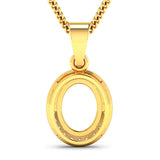 0.22 Carat Genuine White Diamond 14K Yellow Gold Semi Mount Pendant - holds 9x7mm Oval Gemstone