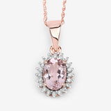 0.81 Carat Genuine Morganite and White Diamond 14K Rose Gold Pendant