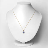0.86 Carat Genuine Tanzanite and White Diamond 14K Yellow Gold Pendant
