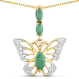 0.72 Carat Genuine Emerald and White Zircon .925 Sterling Silver Pendant