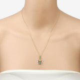 0.72 Carat Genuine Emerald and White Zircon .925 Sterling Silver Pendant