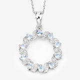1.10 Carat Genuine Aquamarine and White Topaz .925 Sterling Silver Pendant
