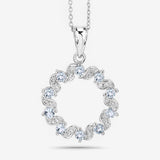 1.10 Carat Genuine Aquamarine and White Topaz .925 Sterling Silver Pendant