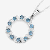 1.50 Carat Genuine London Blue Topaz and White Topaz .925 Sterling Silver Pendant