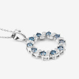 1.50 Carat Genuine London Blue Topaz and White Topaz .925 Sterling Silver Pendant