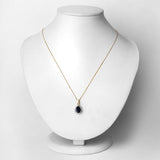 2.09 Carat Genuine Blue Sapphire and White Diamond 14K Yellow Gold Pendant