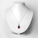 3.29 Carat Genuine Rhodolite and White Diamond 14K Rose Gold Pendant