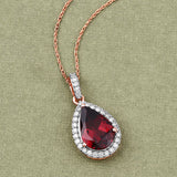 3.29 Carat Genuine Rhodolite and White Diamond 14K Rose Gold Pendant