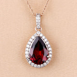 3.29 Carat Genuine Rhodolite and White Diamond 14K Rose Gold Pendant