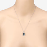 3.55 Carat Genuine Green Tourmaline and White Diamond 14K White Gold Pendant