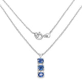0.64 Carat Genuine Blue Sapphire and White Diamond .925 Sterling Silver Pendant