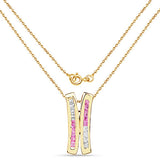 14K Yellow Gold Plated 1.08 Carat Genuine Pink Sapphire and White Sapphire .925 Sterling Silver Pendant