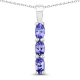 0.75 Carat Genuine Tanzanite .925 Sterling Silver Pendant