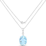 11.25 Carat Genuine Swiss Blue Topaz .925 Sterling Silver Pendant