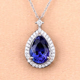 2.20 Carat Genuine Tanzanite and White Diamond 14K White Gold Pendant