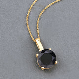 3.12 Carat Genuine Black Diamond 14K Yellow Gold Pendant