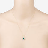 1.36 Carat Genuine Zambian Emerald and White Diamond 10K Yellow Gold Pendant