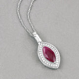 1.52 Carat Genuine Ruby and White Diamond 10K White Gold Pendant