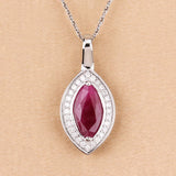 1.52 Carat Genuine Ruby and White Diamond 10K White Gold Pendant