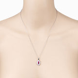 1.52 Carat Genuine Ruby and White Diamond 10K White Gold Pendant
