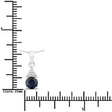 0.88 Carat Genuine Blue Sapphire and White Diamond 10K White Gold Pendant