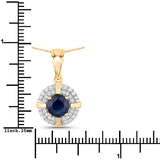 1.71 Carat Genuine Blue Sapphire and White Diamond 10K Yellow Gold Pendant