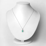0.83 Carat Genuine Zambian Emerald and White Diamond 10K White Gold Pendant