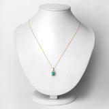 0.83 Carat Genuine Zambian Emerald and White Diamond 10K Yellow Gold Pendant